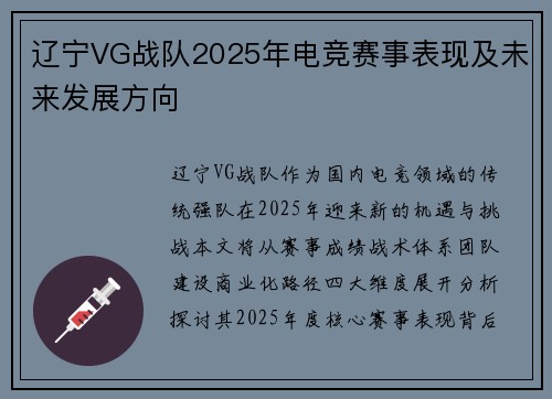 辽宁VG战队2025年电竞赛事表现及未来发展方向